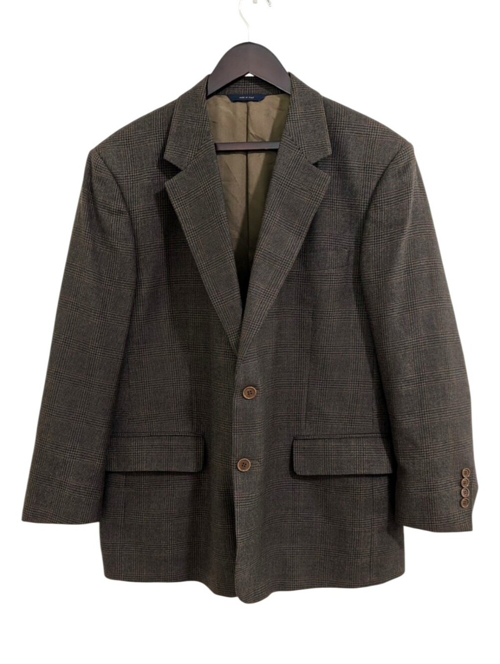 Brooks Brothers Italy Wool Cashmere Brown Tweed Plaid Sport Coat 42 Short